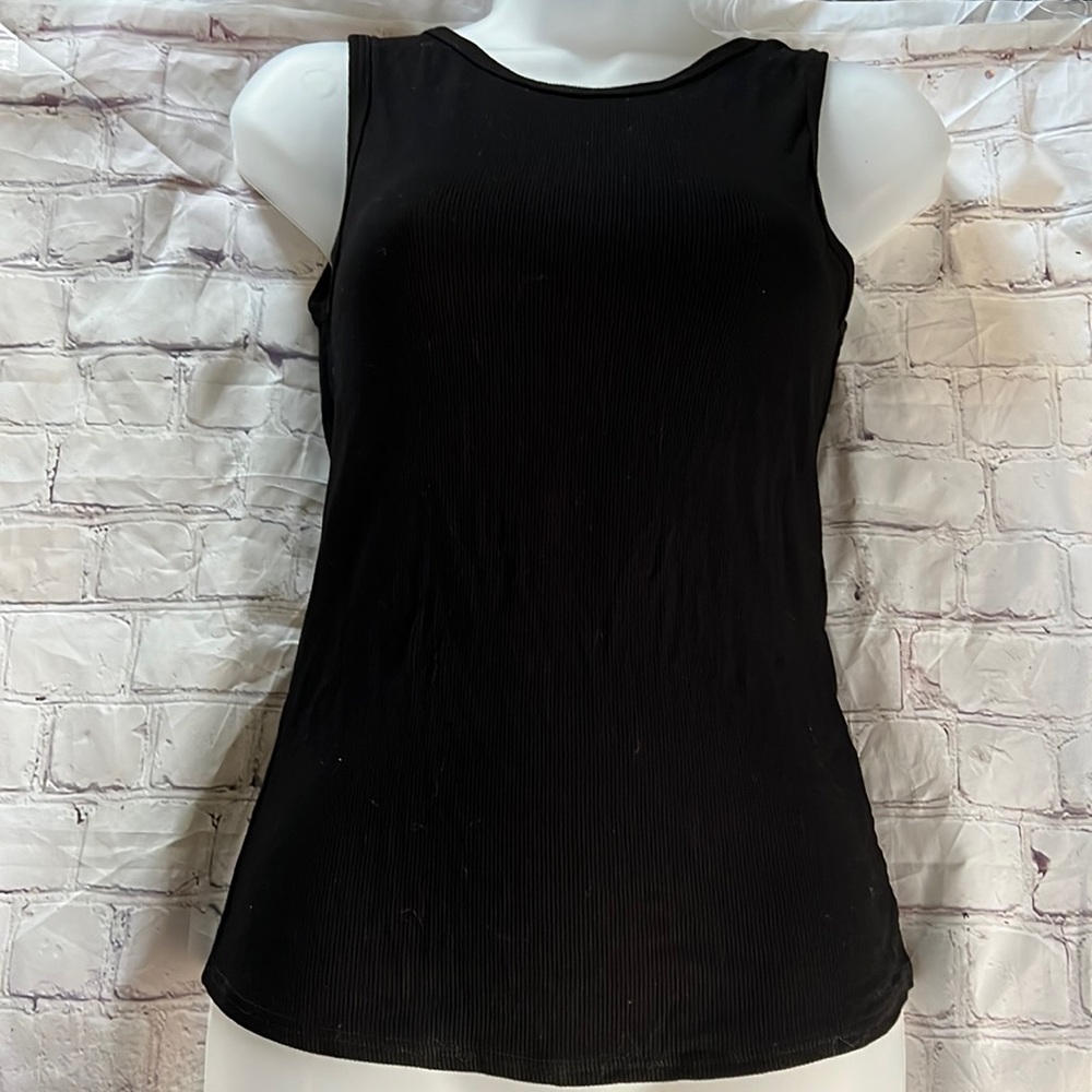 LNA high neck black cotton tank S